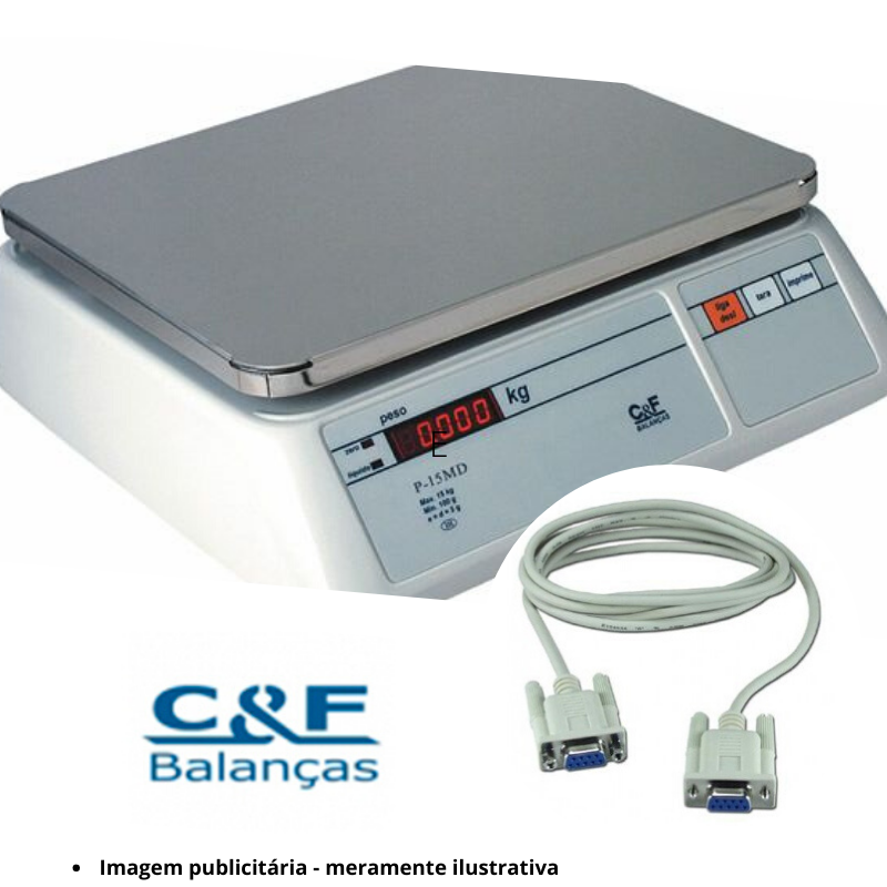 Cabo de Comunicação Serial RS232 p/ Balança C&F P15